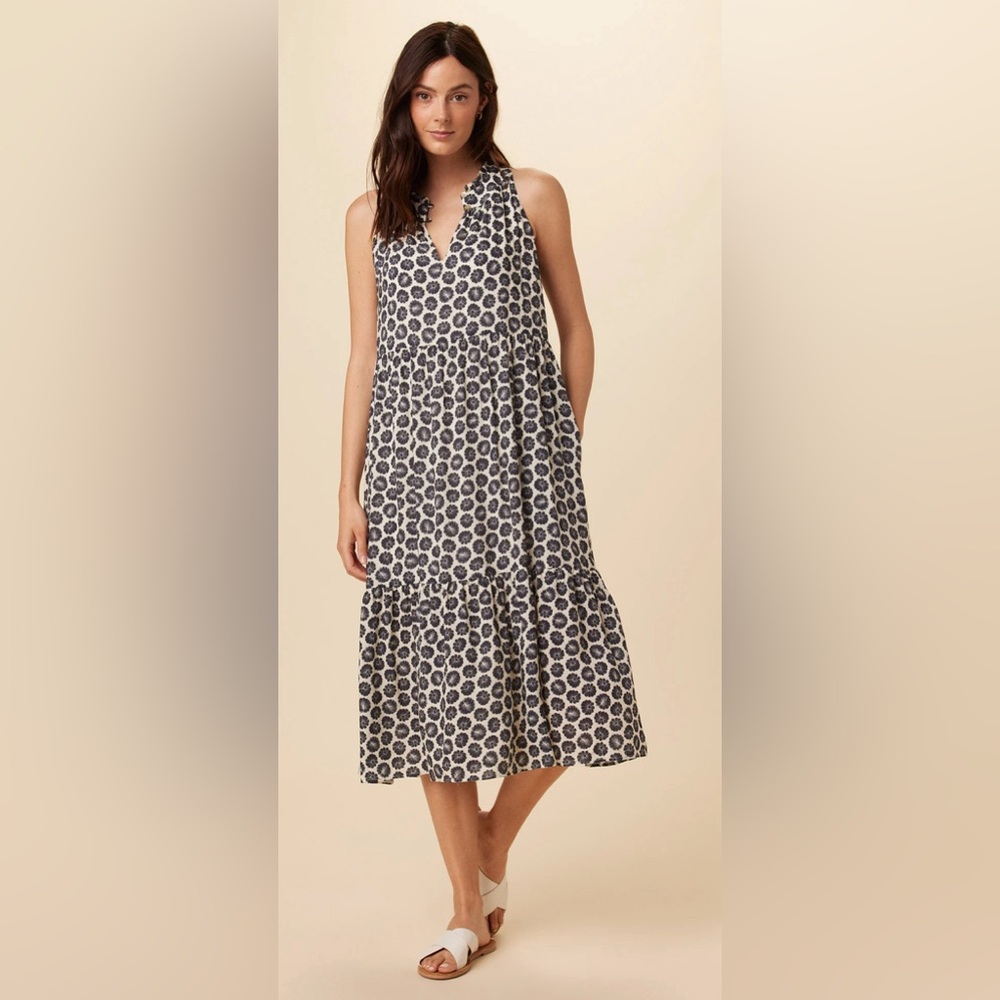 Amour Vert Leigh Ecovero Dress in Calico Navy